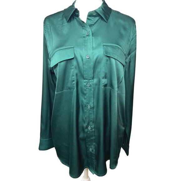 Equipment June Bug Emerald Green Button-Up Blouse Size Small - Picture 2 of 10